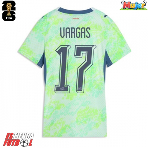 Suiza Ruben Vargas #17 Segunda Equipación Mujer Mundial 2026 Manga Corta